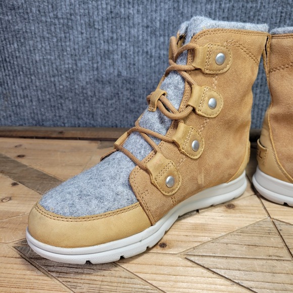 Sorel Explorer Joan Women's 7 Felt Boots Tan Gray Suede Waterproof NL3423-224 - Picture 5 of 13